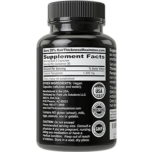 Organic Fenugreek Vegan Capsules. Hair Growth Vitamins Supplement for Women and Men for Hair Loss and Thinning. Hair Regrowth Natural Pills. Gluten Free Pure Extract Seed Powder Tablets