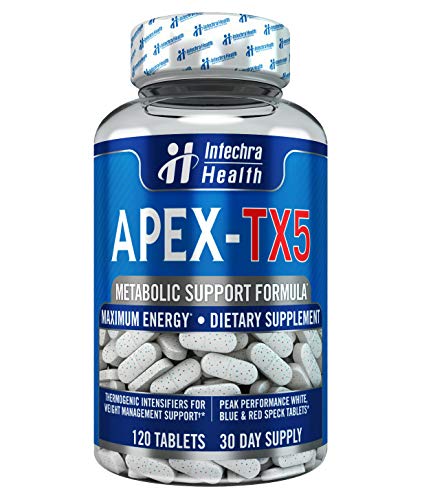 APEX-TX5 Weight Management Dietary Supplement 120 White Blue Red Speck Tablets Manufactured in the USA Highest Professional Quality