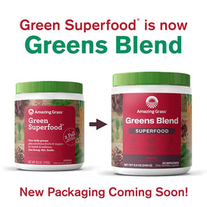 Amazing Grass Greens Blend Superfood: Super Greens Powder with Spirulina, Chlorella, Beet Root Powder, Digestive Enzymes, Prebiotics & Probiotics, Berry, 100 Servings (Packaging May Vary)