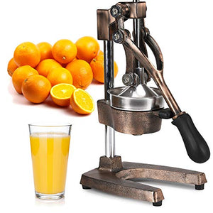 Zulay Professional Citrus Juicer - Manual Citrus Press and Orange Squeezer - Metal Lemon Squeezer - Premium Quality Heavy Duty Manual Orange Juicer and Lime Squeezer Press Stand, Copper Finish