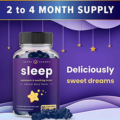 Sleep Gummies for Adults & Kids | Melatonin Gummies with Chamomile, Valerian & L Theanine | Natural Sleep Aid for Kids & Adults | Vegan Childrens Melatonin 3mg, 1.5 mg, or 6mg (2-Pack, 120 Gummy)