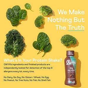OWYN - 100% Vegan Plant-Based Protein Shakes | Dark Chocolate, 12 Fl Oz (Pack of 4) | Dairy-Free, Gluten-Free, Soy-Free, Tree Nut-Free, Egg-Free, Allergy-Free, Vegetarian