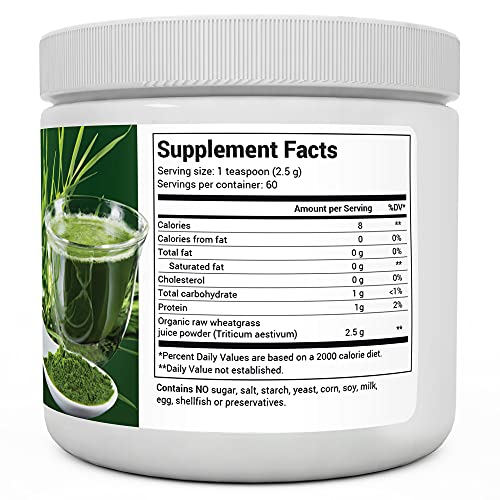 Dr. Berg's Wheatgrass Superfood Powder - Raw Juice Organic Ultra-Concentrated Rich in Vitamins & Nutrients - Chlorophyll & Trace Minerals - 60 Servings - Gluten-Free Non-GMO - 5.3 oz (1 Pack)