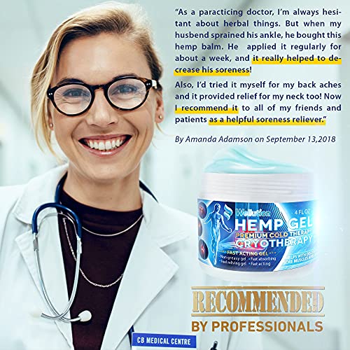 Hemp Gel Cryotherapy Joint & Muscle - High Strength Hemp Oil Formula Rich in Natural Extracts. Soothe Feet, Knees, Back, Shoulders - Max Strength & Efficiency - Made in USA