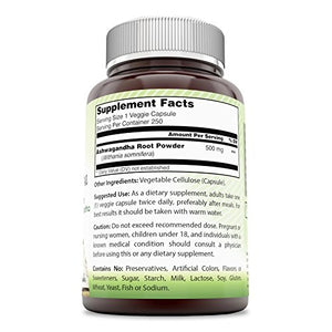 Amazing India Ashwagandha (Made with Organic Ashwagandha) 500 Mg 250 Veggie Capsules (Non-GMO) * Promotes Healthy Immunity Supports Stress Management and Promotes Vitality *