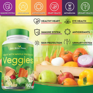 Fruit and Vegetable Supplements - 90 Veggie and 90 Fruit Capsules - Made with Whole Food Superfoods, Packed Vitamins & Minerals - No Fillers or Extracts - Soy Free - by Simply Nature's Promise