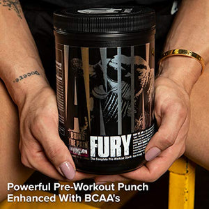 Animal Fury Pre Workout Powder Supplement for Energy and Focus 5g BCAA 350mg Caffeine Nitric Oxide Without Creatine Powerful Stimulant for Bodybuilders, Watermelon, Watermelon, 16.96 Ounce