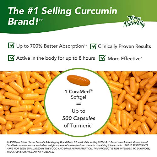 Terry Naturally CuraMed 750 mg (2 Pack) - 120 Softgels - Superior Absorption BCM-95 Curcumin Supplement, Promotes Healthy Inflammation Response - Non-GMO, Gluten-Free, Halal - 240 Total Servings