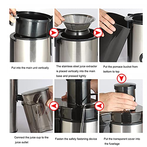 Slow Masticating Juicer Extractor Easy To Clean, 2 Speed Cold Press Juicer With Juice Cup For Vegetable And Fruit Carrots, Oranges And Celery, Etc (Silver)