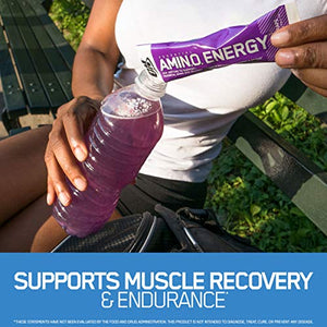 Optimum Nutrition Amino Energy - Pre Workout with Green Tea, BCAA, Amino Acids, Keto Friendly, Green Coffee Extract, Energy Powder - Concord Grape, 6 Count