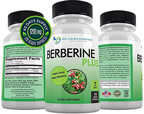 Berberine Plus 1200mg Per Serving - 120 Veggie Capsules Royal Jelly, Supports Glucose Metabolism, Healthy Immune System, Improves Cardiovascular Heart & Gastrointestinal Wellness