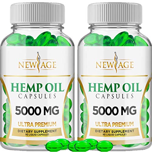 Hemp Oil Capsules Pills - 2 Pack - 5000 Hemp Extract - Natural Sleep & Mood Support - Made in The USA - Maximum Value - Rich in Omega 3,6,& 9