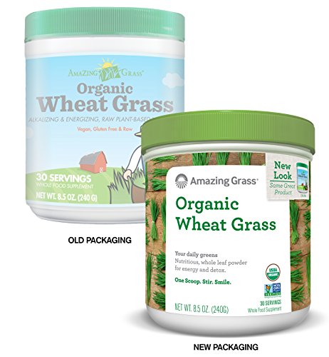 Amazing Grass Wheat Grass Powder: 100% Whole-Leaf Wheat Grass Powder for Energy, Detox & Immunity Support, Chlorophyll Providing Greens, 30 Servings