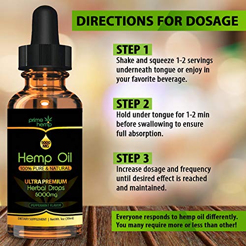 (2 Pack) Hemp Oil Extract for Pain & Stress Relief - 5000mg of Organic Hemp Extract - Grown & Made in USA - 100% Natural Hemp Drops, with Sleep, Skin & Hair (2)