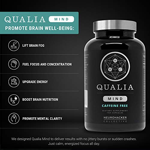 Qualia Mind Nootropic | Premium Brain Booster Supplement for Memory, Focus, Clarity and Concentration Support with Bacopa monnieri, Ginkgo biloba, DHA, Alpha GPC, B12 & More (154 Ct Caffeine-Free)
