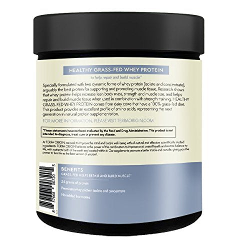 Terra Origin, 100% Grass-Fed, Whey Protein Powder, Cinnamon Bun Flavored, 15 Servings, Isolate and Concentrate Blend, Repair and Build Muscle, 24g Protein