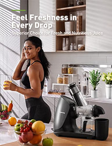 JOYOUNG Juicer Machines with Upgraded Ceramic Auger Masticating Juicer Higher Juice Yield, Slow Juicer 3 inches Large Feed Chute BPA Free Easy to Clean