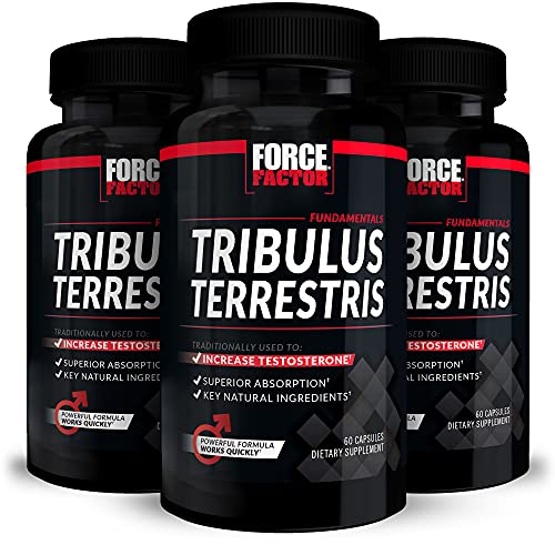 Tribulus Terrestris for Men, Testosterone Booster and Male Vitality Supplement, Tribulus Extract and Natural Ingredients for Superior Absorption, Fundamental Series, 1000mg, Force Factor, 60ct, 3-Pack