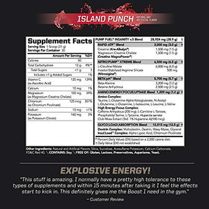 PMD Sports Ultra Pump Fuel - Pre Workout Drink Mix - Energy, Strength, Endurance, Muscle Pumps and Recovery - Complex Carbohydrates and Amino Energy - Island Punch (30 Servings)