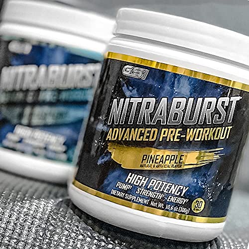 Giant Sports International NITRABURST Pre Workout Powder, Increase Blood Flow, Boosts Strength and Energy, Improve Exercise Performance, Creatine Free (Pineapple, 30 Servings)