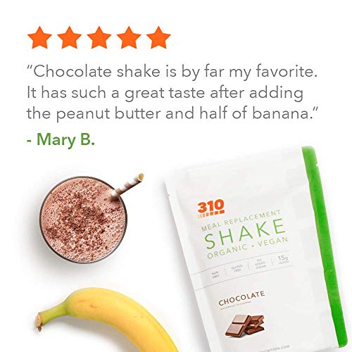 Vegan Organic Plant Protein Powder and Meal Replacement Shake - By 310 Nutrition - Gluten, Dairy and Soy Free - 0g of Sugar | Keto and Paleo Friendly… (Chocolate, 14 Servings)