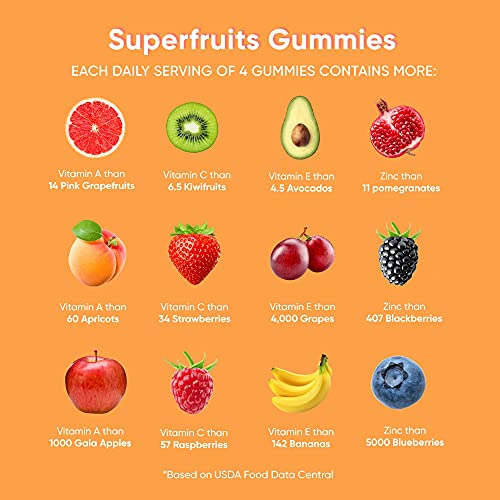 SUPERFRUITS Vitamin Gummy by Goli Nutrition - 180 ct - with Collagen-Enhancing Ingredients. Radiate. Rejuvenate. Refresh (Mixed Fruit, Vegan, Plant-Based, Non-GMO, Gluten-Free & Gelatin Free)