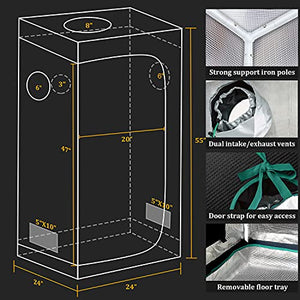 MARS HYDRO Grow Tent Kit Complete TS 600W LED Grow Light 2x2ft Full Spectrum Indoor Grow Tent Kit 24"x24"x55" Hydroponics Grow Tent 1680D Canvas with 4” Ventilation Kit for Grow Setup Kit Tent Kit