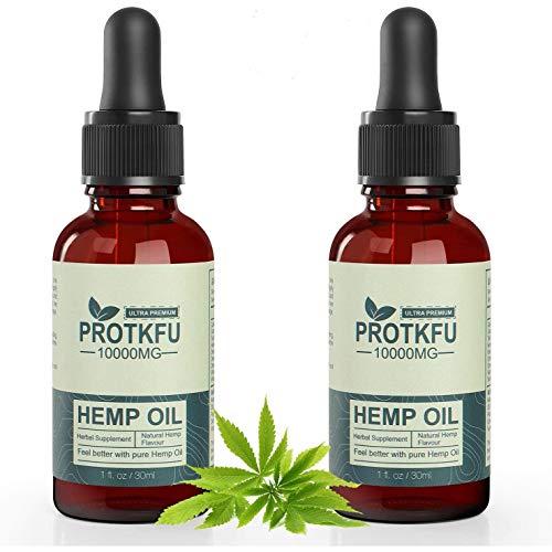 (2 Pack) 10000mg Organic Hemp Oil Pure Extract for Pain Relief, Relaxation, Better Sleep - Rich in Vitamin & Omega, Helps with Sleep, Skin & Hair, Improve Health Vegan Friendly