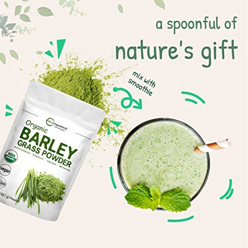 Sustainably US Grown, Organic Barley Grass Powder, 20 Ounce (1.25 Pounds), Rich Fibers, Immune Vitamins, Minerals, Antioxidants and Protein, Support Immune System and Digestion Function, Vegan