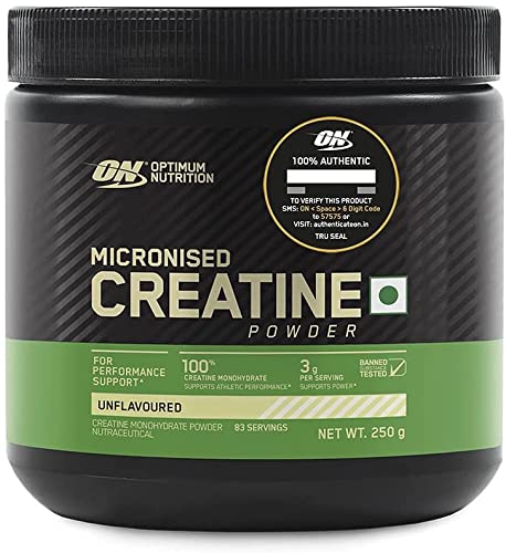 Blog Optimum Nutrition (ON) Micronized Creatine Powder - 250 Gram, 83 Serves, 3g of 100% Creatine Monohydrate per Serve, Supports Athletic Performance & Power, Unflavored.