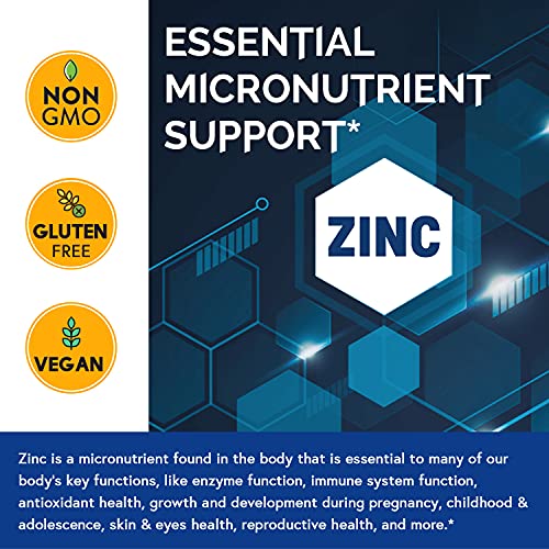Vitamistic Zinc 50 mg, with Chelated Zinc Picolinate and Gluconate for Immune, Antioxidant, Skin Health & Growth and Development Support, Superior Absorption, Non-GMO, No Gluten, 90 Vegan Capsules