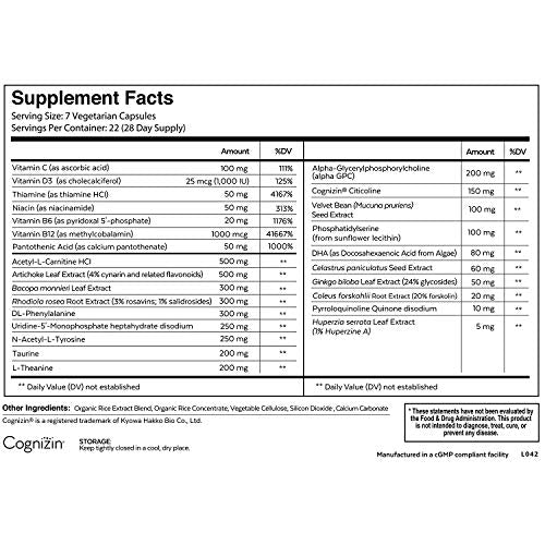 Qualia Mind Nootropic | Premium Brain Booster Supplement for Memory, Focus, Clarity and Concentration Support with Bacopa monnieri, Ginkgo biloba, DHA, Alpha GPC, B12 & More (154 Ct Caffeine-Free)