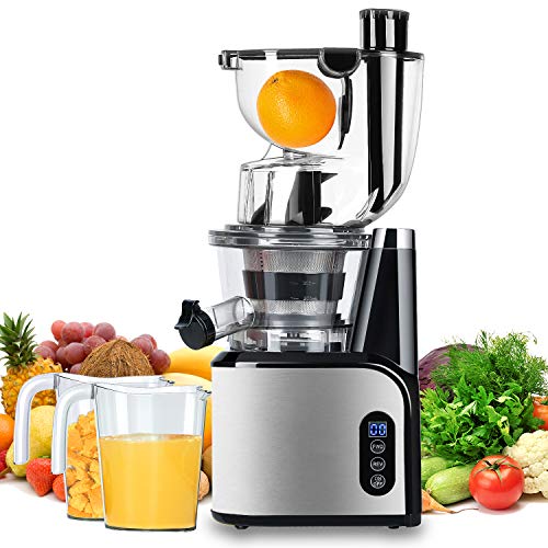 Aobosi Slow Masticating Juicer 83mm(3.15inch) Wide Chute Juice Extractor Cold Press Juicer Machine with Quiet Motor/Reverse Function/Juice Jug and Clean Brush for High Nutrient Fruit & Vegetable Juice