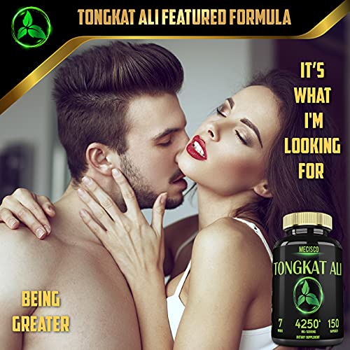 7in1 Tongkat Ali with Tribulus Terrestris 4250mg - 150 Capsules - Highest Potency with Ashwagandha Root, Panax Ginseng Root, Maca Root, Shilajit Powder and Pepper