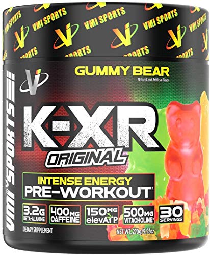 VMI Sports | K-XR Pre-Workout Energy Powder | Intense Energy Pre-Workout Drink for Men and Women| Creatine-Free | Enhanced Focus and Increased Endurance | Pre-Workout Powder (Gummy Bear, 30 Servings)