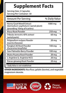 Tongkat Ali - EPIMEDIUM for Men Energy Complex - Natural Pills for Men with Horny Goat Weed - Maca Root Powder - Saw Palmetto - Tongkat Ali - 3 Bottles