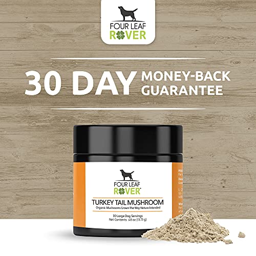 Four Leaf Rover: Turkey Tail Mushroom Extract - Critical Immune Support and Prebiotic for Dogs - Up to 200 Servings, Depending on Dog’s Weight - Rich in Beta-Glucans - Vet Formulated - for All Breeds
