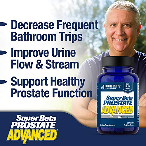 Super Beta Prostate Advanced Prostate Supplement for Men – Reduce Bathroom Trips, Promote Sleep, Support Urinary Health & Bladder Emptying. Beta Sitosterol not Saw Palmetto. (180 Caplets, 3-Pack)