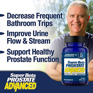 Super Beta Prostate Advanced Prostate Supplement for Men – Reduce Bathroom Trips, Promote Sleep, Support Urinary Health & Bladder Emptying. Beta Sitosterol not Saw Palmetto. (180 Caplets, 3-Pack)