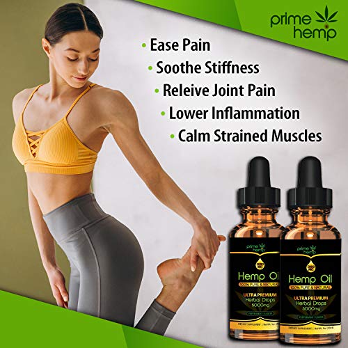 (2 Pack) Hemp Oil Extract for Pain & Stress Relief - 5000mg of Organic Hemp Extract - Grown & Made in USA - 100% Natural Hemp Drops, with Sleep, Skin & Hair (2)