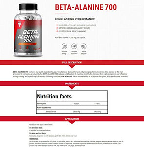 TREC Nutrition Beta-Alanine | Energy & Endurance | Pre Workout Booster | Increase Physical Performance | Food Supplement (90 Capsules)