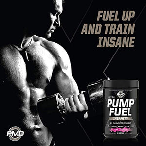 PMD Sports Ultra Pump Fuel Insanity - Pre Workout Drink Mix for Energy, Strength, Endurance, Muscle Pumps and Recovery - Complex Carbohydrates and Amino Energy - Electric Pink Lemonade (30 Servings)