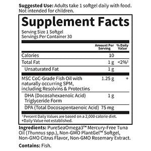 Garden of Life Dr. Formulated Once Daily 1000mg DHA Fish Oil + DPA in Triglyceride Form Softgels, Single Source Omega 3 Supplement for Ultimate Eye, Brain & Heart Health, Lemon, 30 Count