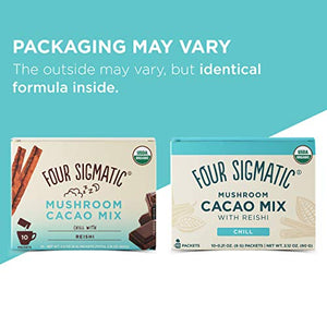 Four Sigmatic Mushroom Hot Cacao with Reishi, Organic Reishi Mushroom Powder - Natural Calm, Relax, Sleep - Vegan - 10 Count