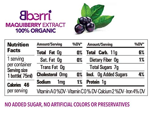 Bberri Extract (Maqui Berry 100% Organic) Pack of 6 x 2.5 fl oz