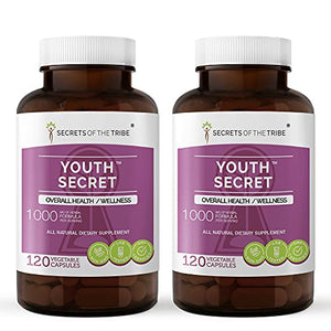 Youth Secret 120 Capsules(2 pcs.), 1000 mg, Hawthorn, Ginkgo, Ashwagandha, Cordyceps, Fo-Ti Root, Green Tea, Brahmi, Rosemary, Turmeric, Maqui Berry. Overall Health/Wellness (2x120 Capsules)