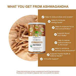 Organic Veda Ashwagandha Powder 1 lb | High Potency Natural Withanolides, Pure 100% Organic Ashwagandha, Premium Selected Roots, India Original Withania somnifera, Non GMO | Anxiety Relief & Adrenal Support