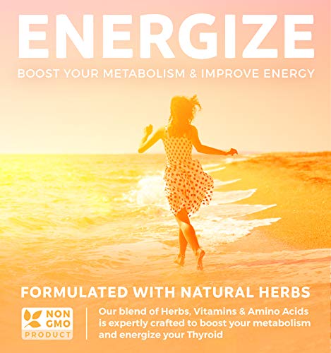 Thyroid Support with Iodine (120 Capsules & Non-GMO) Improve Your Energy & Increase Metabolism - Ashwagandha Root - Thyroid Health Complex Supplement