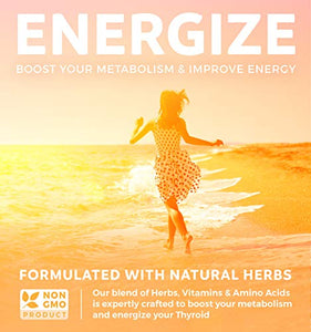 Thyroid Support with Iodine (120 Capsules & Non-GMO) Improve Your Energy & Increase Metabolism - Ashwagandha Root - Thyroid Health Complex Supplement