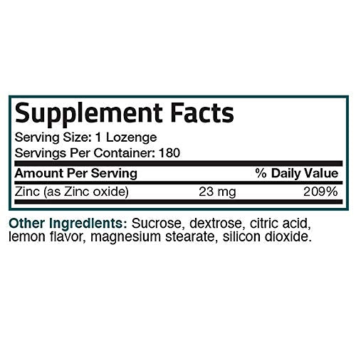 Bronson Zinc Lozenges Antioxidant & Immune Support Supplement Lemon Flavored, 180 Chewable Tablets